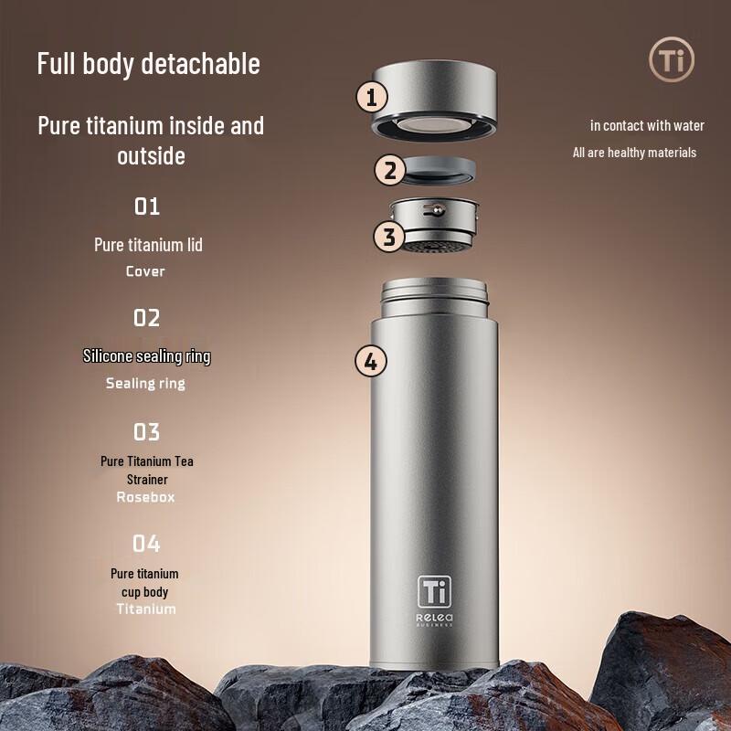 RELEA Men's Pure Titanium Tea Separation Insulated Mug