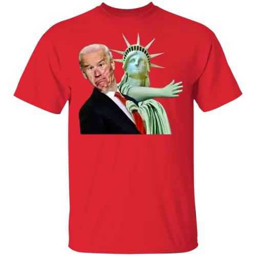 Joe Biden Statue of Liberty Proamerica Antibiden Libtards TShirt Short Sleeve 100 Cotton Casual Men T Shirt S