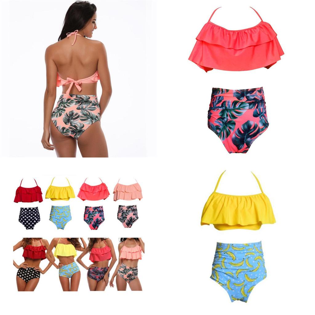 Premium Quality Swimwear Fashion Falbala Women High-waisted Bikini Set For Stylish Comfort