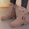 Ladies Snow Boots Mid Calf Half High Female Shoes Biker Elegant with Medium Heels Fashion Winter 2024 Novelty Padded Footwear 39