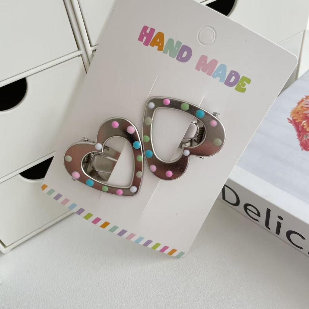 Farbiger Polka-Dot Metall-Haarspange Damen Stirn abgebrochene Haare Seitenclip Süßes Cooles Mädchen Entenschnabel-Clip Ins-Stil Haarspange Haarschmuck