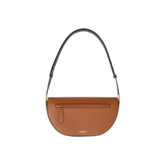 Burberry Women's Brown Olympia Adjustable Shoulder Strap Leather Half Moon Bag Unisex Handbags Warm- 80347071