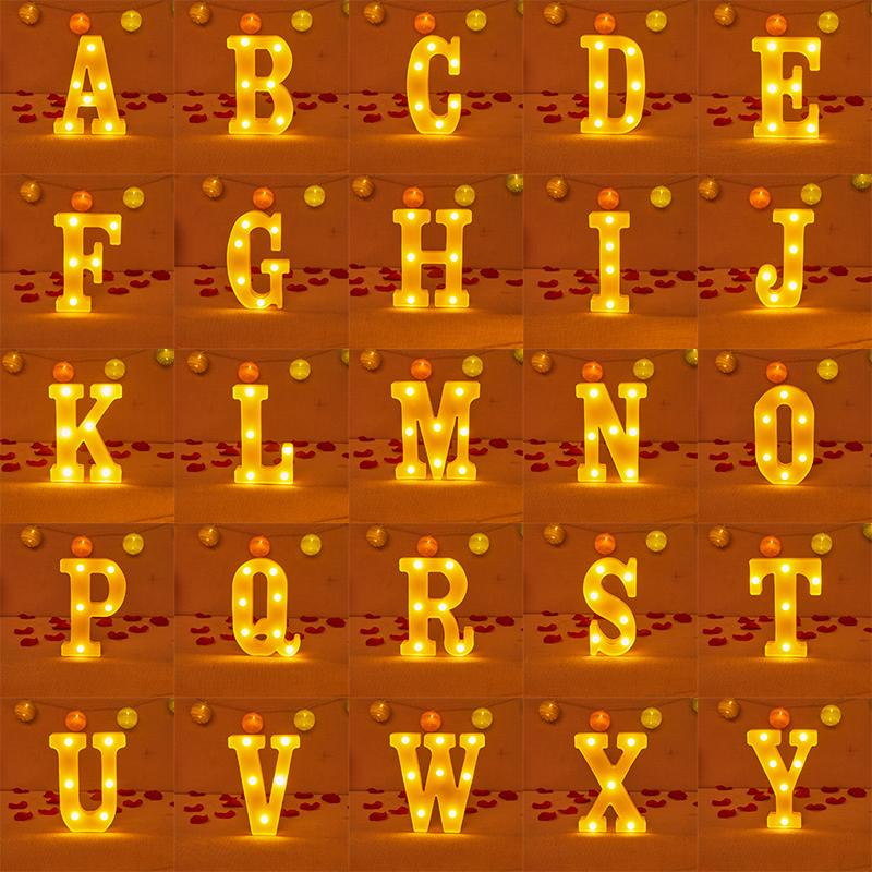 Alphabet Letter LED Lights Luminous Number Lamp Decor Battery Night Light for Home Wedding Birthday Christmas Party Decoration KTY
