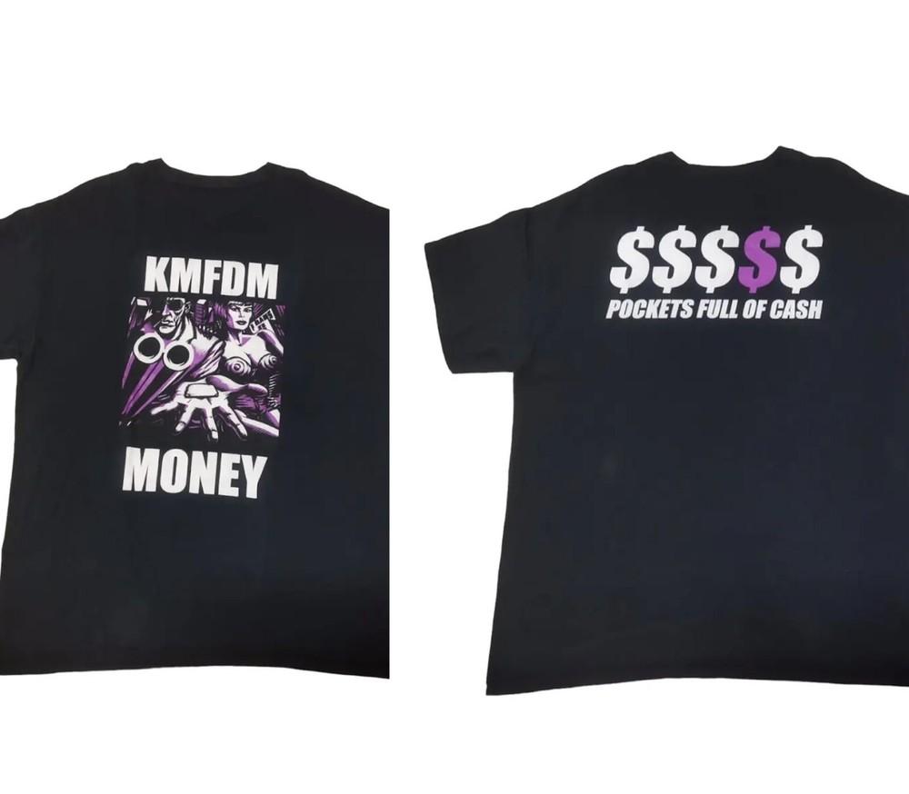 90s KMFDM Money Shirt All Size Black 100% Cotton 2side Unisex T-Shirt XXL