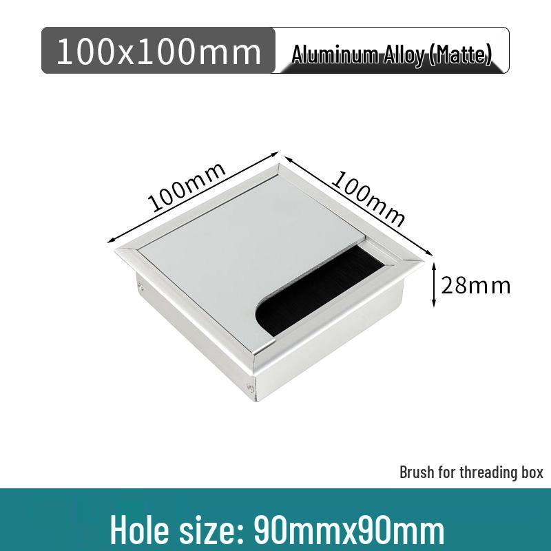 Aluminum Office Desk Cable Cover with Bristles - Sound-Dampening Rectangular Wire Organizer