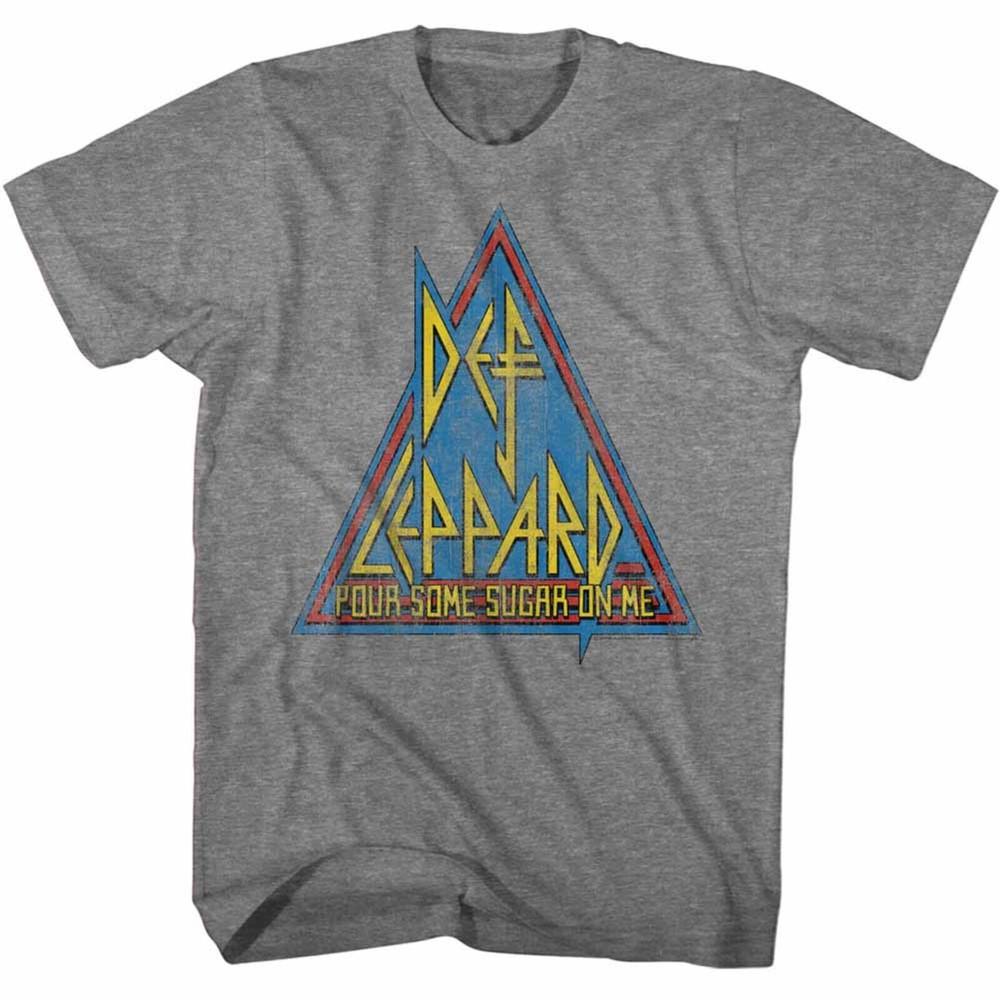 DEF LEPPARD cd lgo Pour Some Sugar PRIMARY TRIANGLE Official Gray SHIRT XL new Unisex T-Shirt
