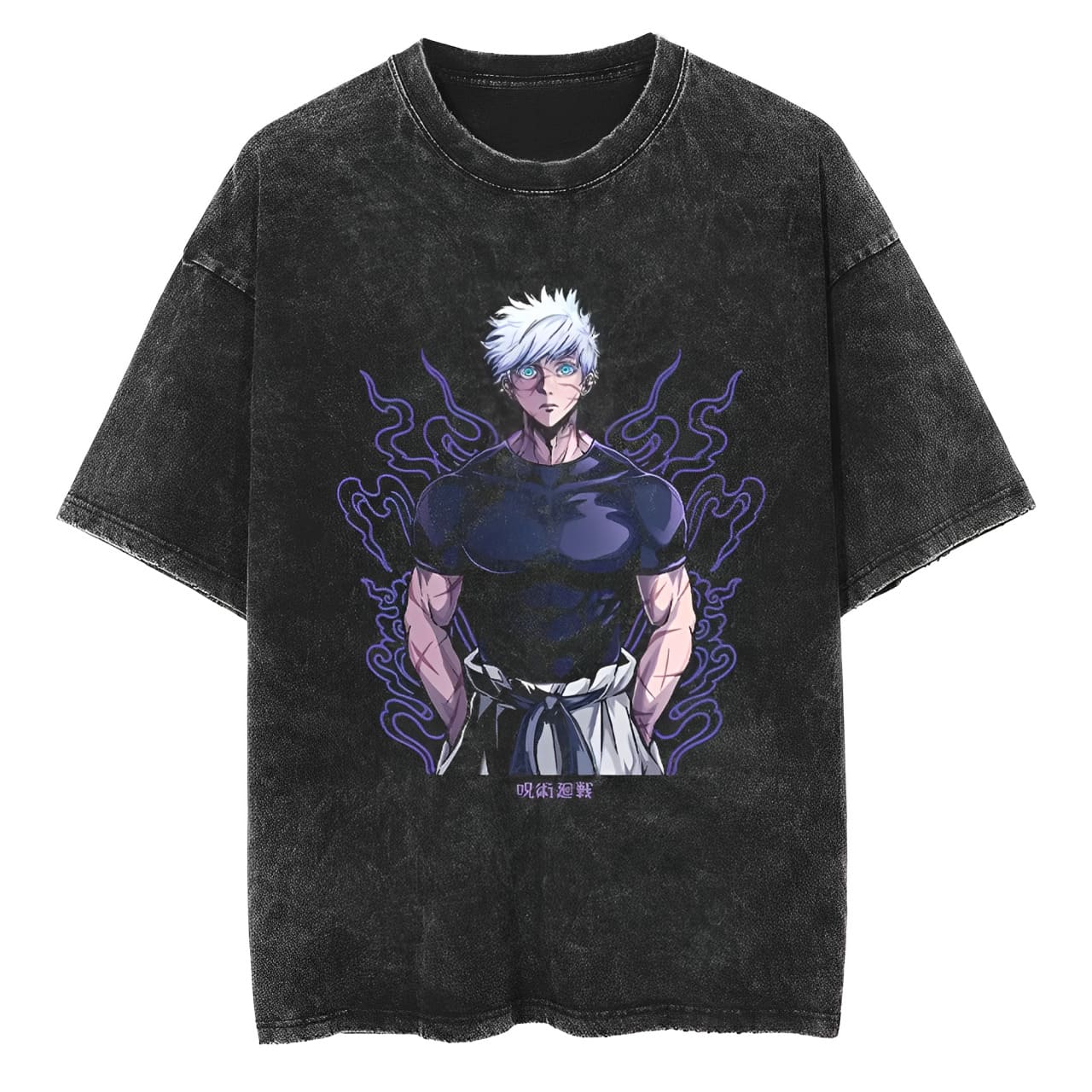 Jujutsu Kaisen Gojo Satoru T Shirt Muscle Graphic Men Acid Wash Oversized Streetwear Anime Retro Cotton Top Tee M