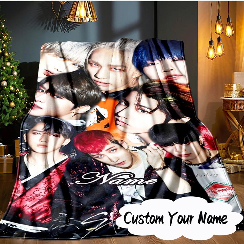 Custom Name K-pop Stars Unite Blanket  Ideal Bedding Blanket Perfect for Travel, Camping, Living Rooms, Offices, Sofas, Fan Christmas gift
