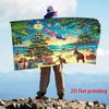 2D Flat, 2D Flat Printed Garden Flag with a Festive Tropical Christmas Scene Featuring Magpies, Kangaroos, and Palm Trees. Ideal for Home or Outdoor D