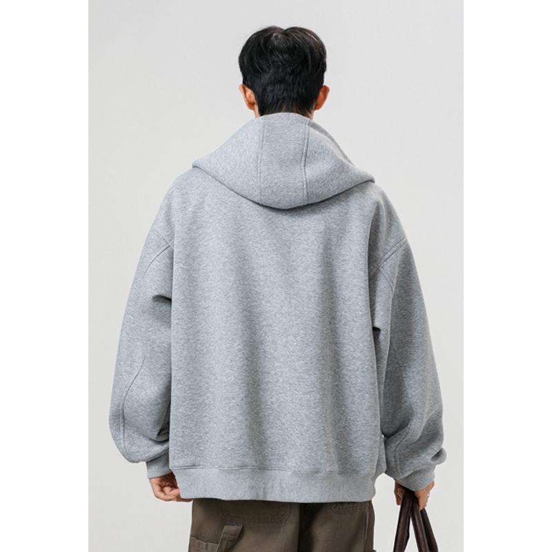 Mens Womens Loose Solid Hooded Zip Up Cardigan Vintage Casual Sweatshirt Jacket