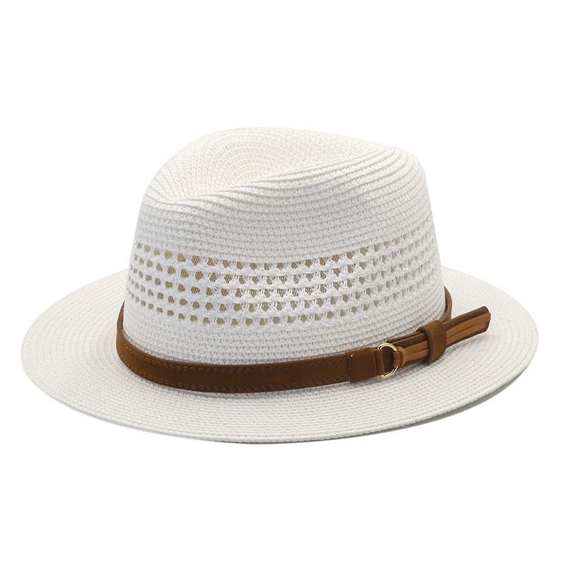 Spring and Summer Hollow Straw Top Hat Outdoor Sunscreen European, American and Panama Casual Straw Hat Men's Breathable Sun Hat