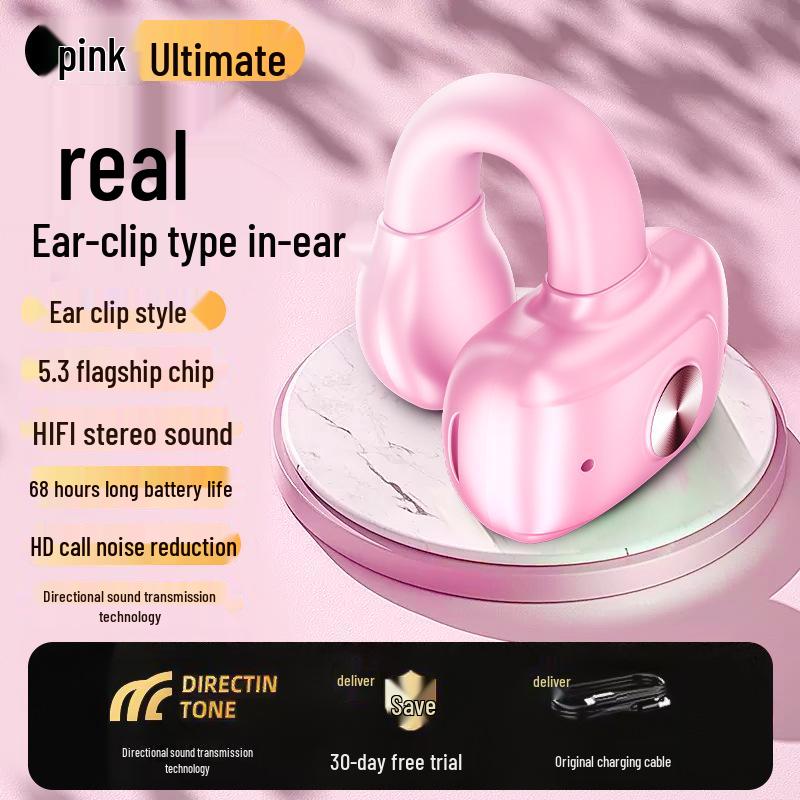 Mini Wireless Bluetooth Ear Clip: Sports Noise-Canceling Earphones with Long Battery Life