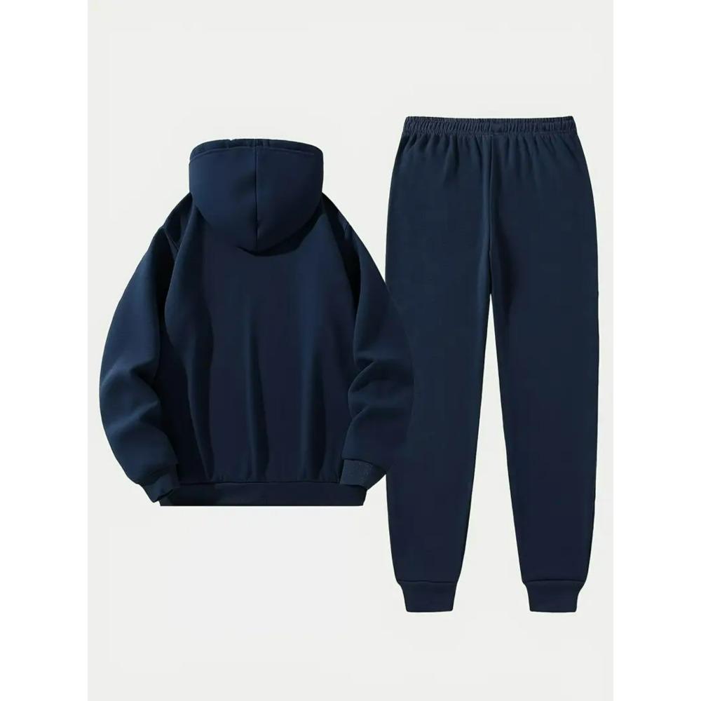 Spring and Autumn Warm Men's Hoodie Set Sports and Leisure Two Piece Set Boston Printed Hoodie and Casual Pants Combination