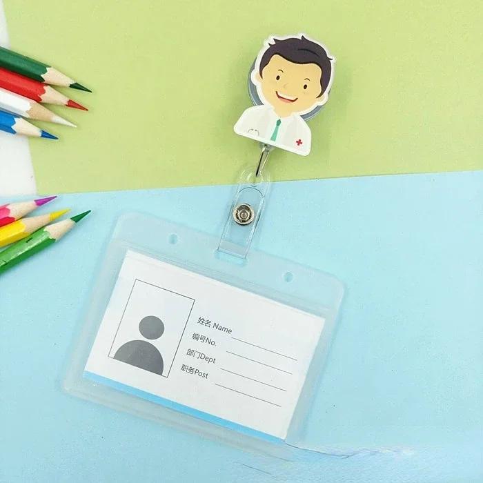 transparent Plastic Doctor Nurse ID Card Sleeve Badge Card Cover Retractable Badge Card Holder cover Protector
