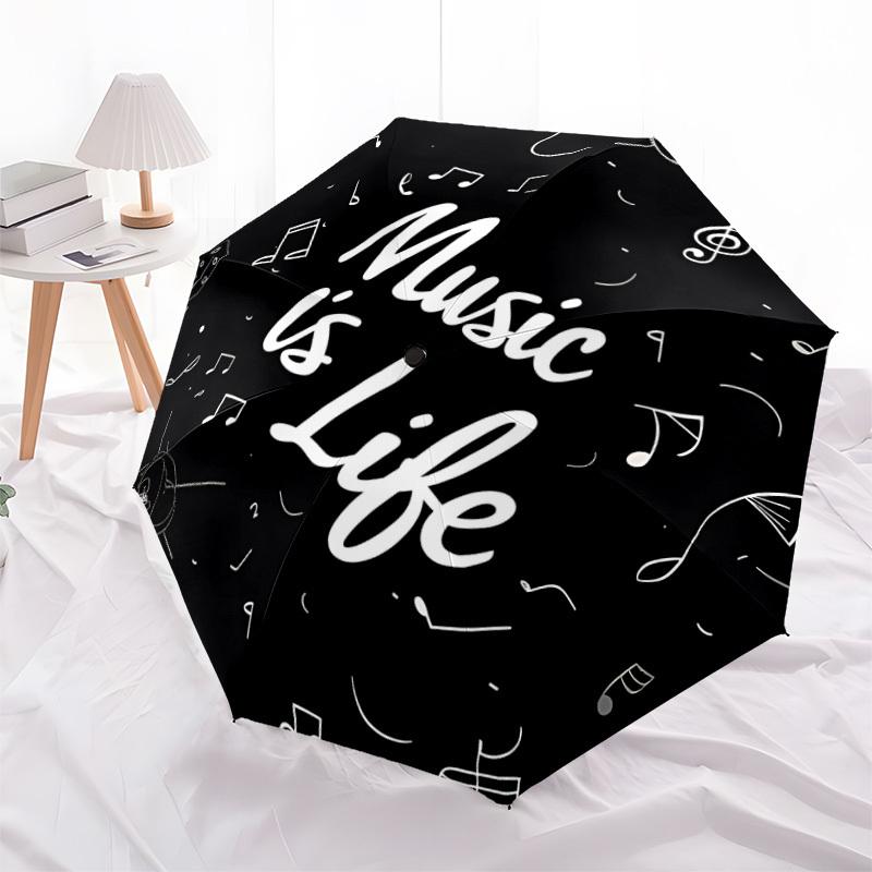 1pc Music, Life Automatic Folding Umbrella - Portable Collapsible, 8-Rib Durable Frame, Perfect for Outdoor Use,  yy251218117