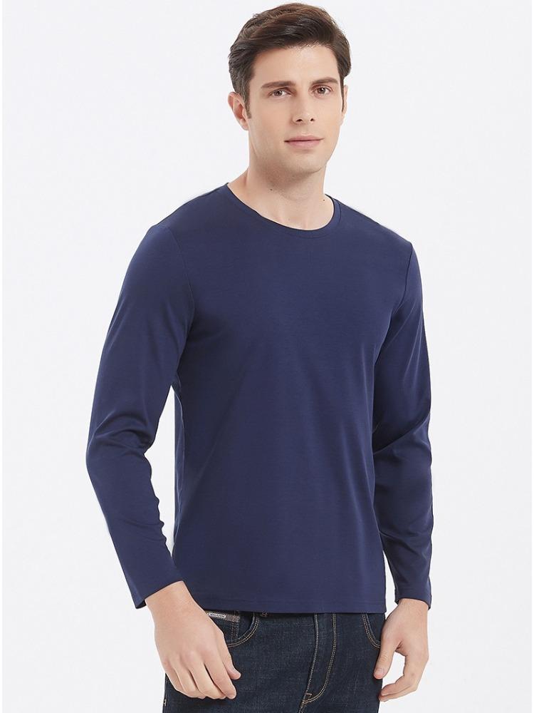 190g Double-sided Liquid Ammonia Mercerized Cotton T-shirt Business Casual Youth Premium Pure Cotton Long-sleeve T-shirt Minimalist Tops