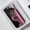 Pink Love Heart Pattern Tempered Glass Black Phone Case For Samsung Galaxy S26 S25 S24 S23 Ultra Plus FE Shockproof Cover