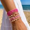 Ensemble de 6 Bracelets en Perles de Riz en Forme de Cœur Bohème Fait Main Délicat Bijoux pour Femme pour Sortie de Week-end Cadeau de Vacances