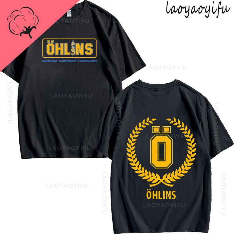 Ohlins Thema 100% Baumwolle Sommer Mode Herren O-Ausschnitt T-Shirt Hipster Herren T-Shirt Streetwear Oberteil Federung Auto Motorrad Sport Rennen