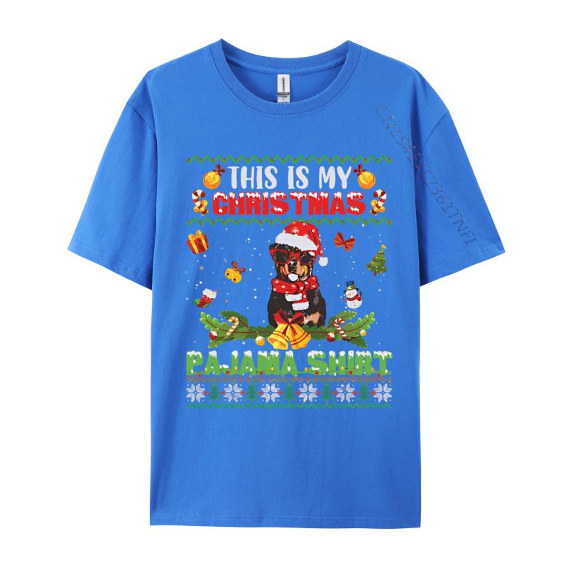 Funny Rottweiler Christmas Pajama T Shirts Hot Sale Hip Hop Cotton Mens T Shirt 3D Style Printed TShirt