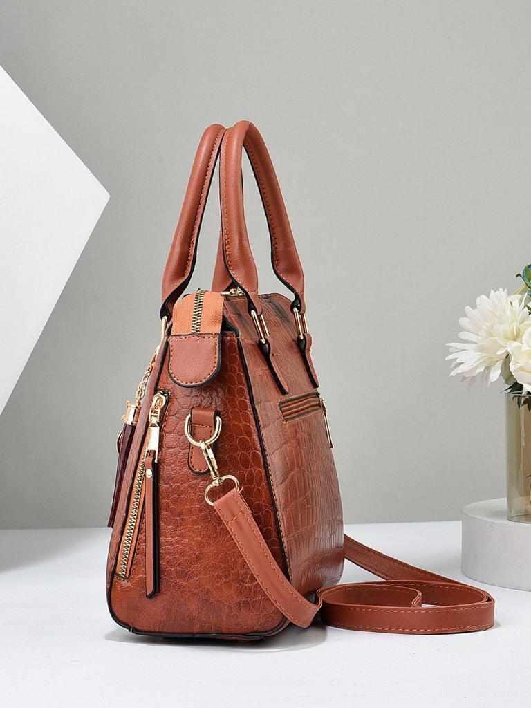 2024 Women's Crocodile Pattern Mother-and-Child Handbag Set: Large-Capacity, Fashionable One-Shoulder Crossbody Bag