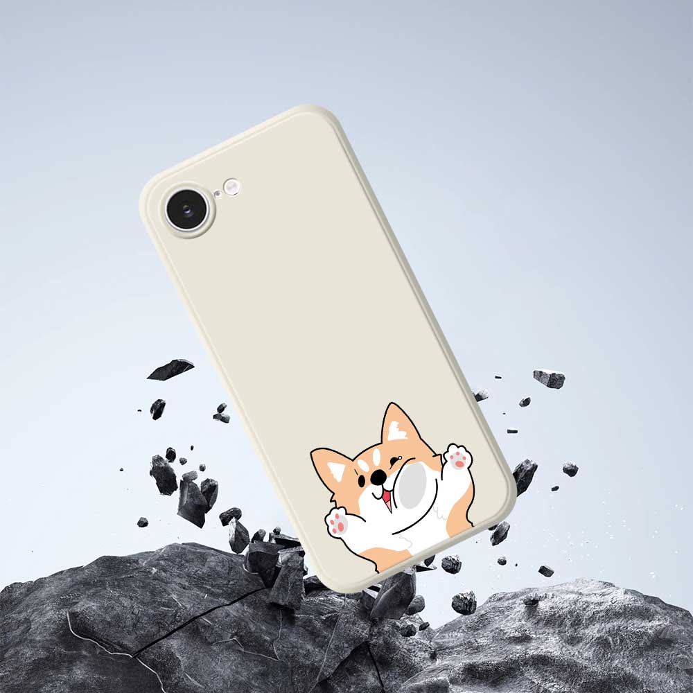For iPhone 16e Case Cartoon Dog Pattern Printing Straight Edge TPU Phone Back Cover