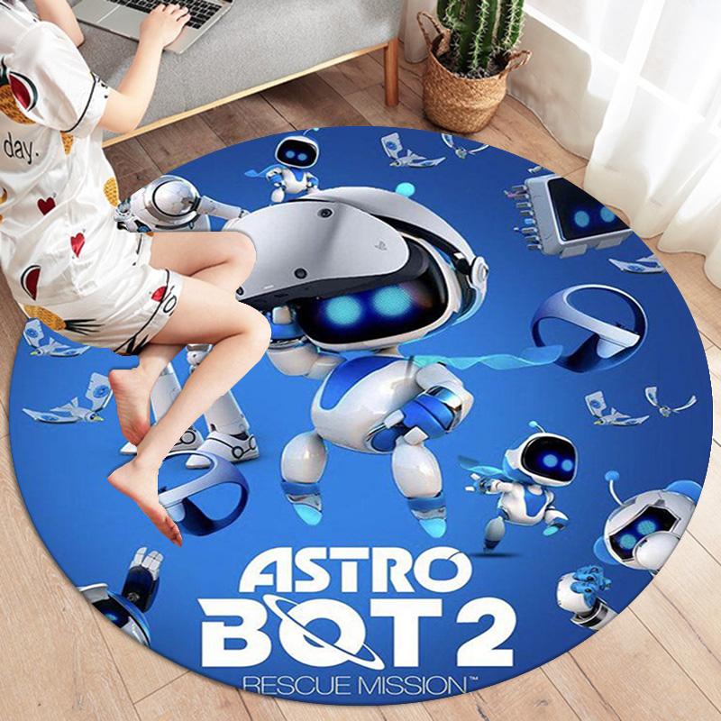 Tappeto Rotondo ASTRO BOT, Tappeto per Soggiorno Camera da Letto Divano Sala Giochi Decorazione, Tappetino Antiscivolo