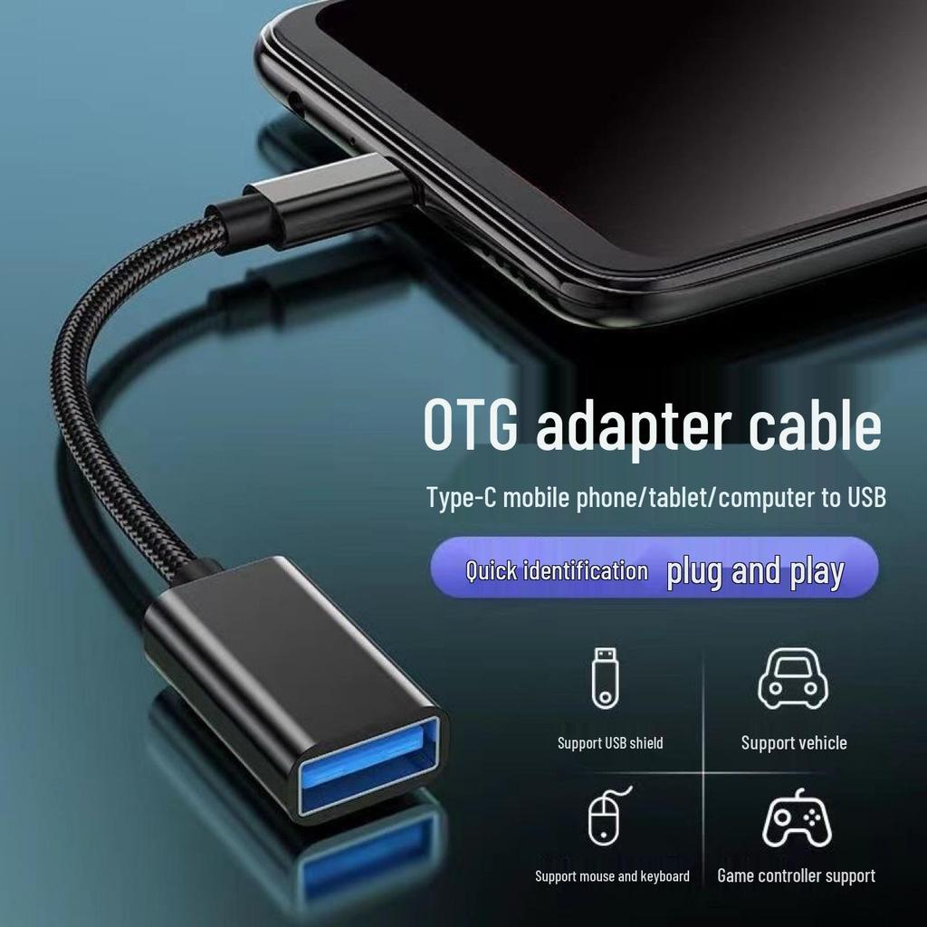 OTG Type-C to USB Adapter for Data Transfer & Fast Charging - Car & Mobile Use, Supports U Disk