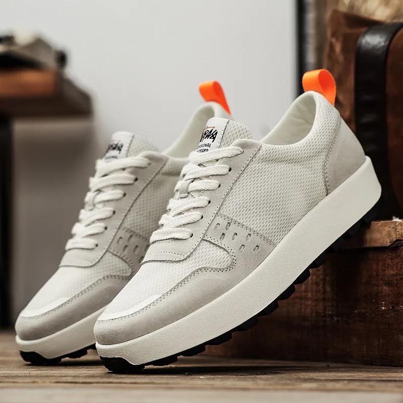 

2025 New Men s Flat Sneakers Trendy Sports Casual Shoes Breathable Anti Slip and Wear Resistant Outdoor Daily Board Shoes 44 бежевый