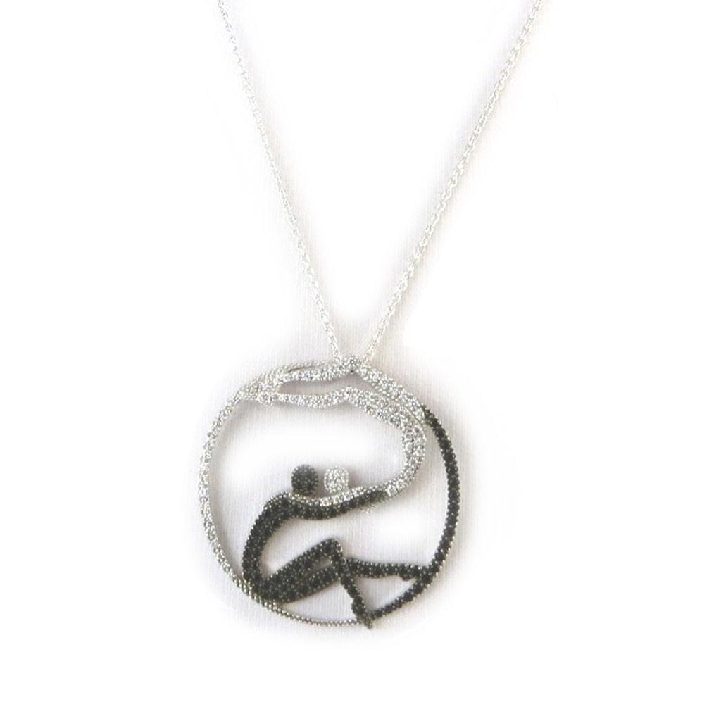 Altesse [N3247] - Silver Necklace 'Romeo and Juliet' Black White