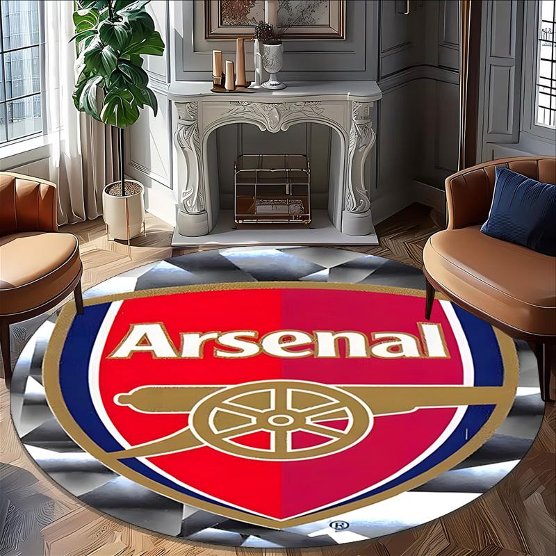 1pc A-Arsenal Carpet, Round Rug, Comfortable, Suitable for Entryways, Living Rooms, Office, And Bedrooms, Christmas Decoration