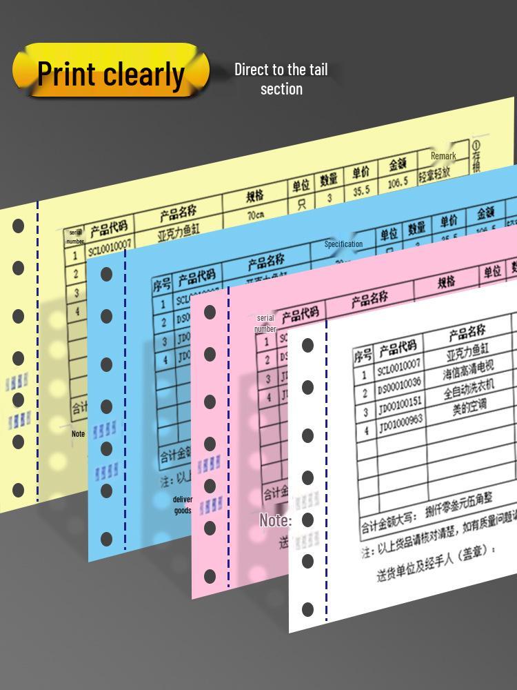 Triplicate Pinfeed Paper, Half-Fold 241: Computer Printout Paper for Duplicate/Triplicate 4-Part Invoices