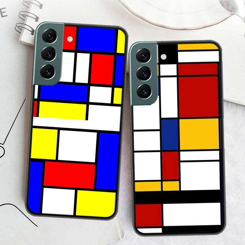TOPLBPCS Mondrian Grid Phone Case For Samsung Galaxy S22 S25 Ultra S21 S10 Plus S26 Edge S20 S23 S24 FE Cover Silicone Soft
