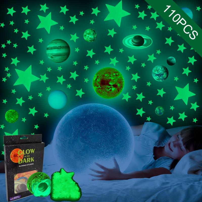 Glow in The Dark Stars Solar System Wall Stickers Luminous Planets Wall Decals Space Ceiling Decor for Bedroom Boys And Girls