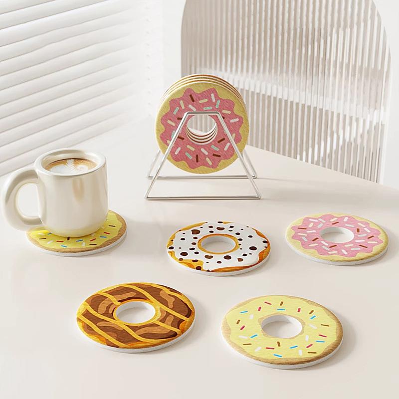 1Pieces New Donut Round Coaster Desktop Drain Pad Office Tea Cup Water Cup Storage Pad Hard Diatom Mud Outdoor Tableware