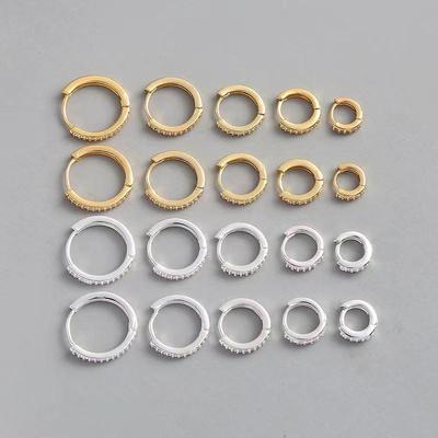 18K vergoldete Silberohrringe mit Zirkonia-Einlage - Koreanischer Hoop-Schmuck