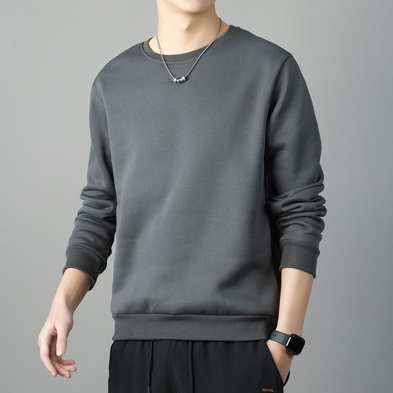 New Loose Men's Padded Warm Casual Sports Lightweight Soft Wrinkle Breathable Cotton Long-sleeved T-shirt