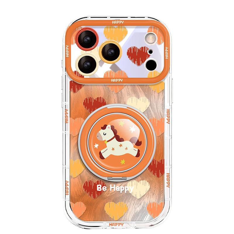 Love pony is suitable for Apple 17promax mobile phone case iphone15 feather yarn 16 rotating bracket 14 advanced sense