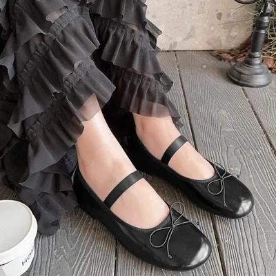 Bow Flats Women Shoes Summer Shallow Ballet Dance Shoes 2024 Fashion Dress Elegant Lolita Shoes Trend Walking Female