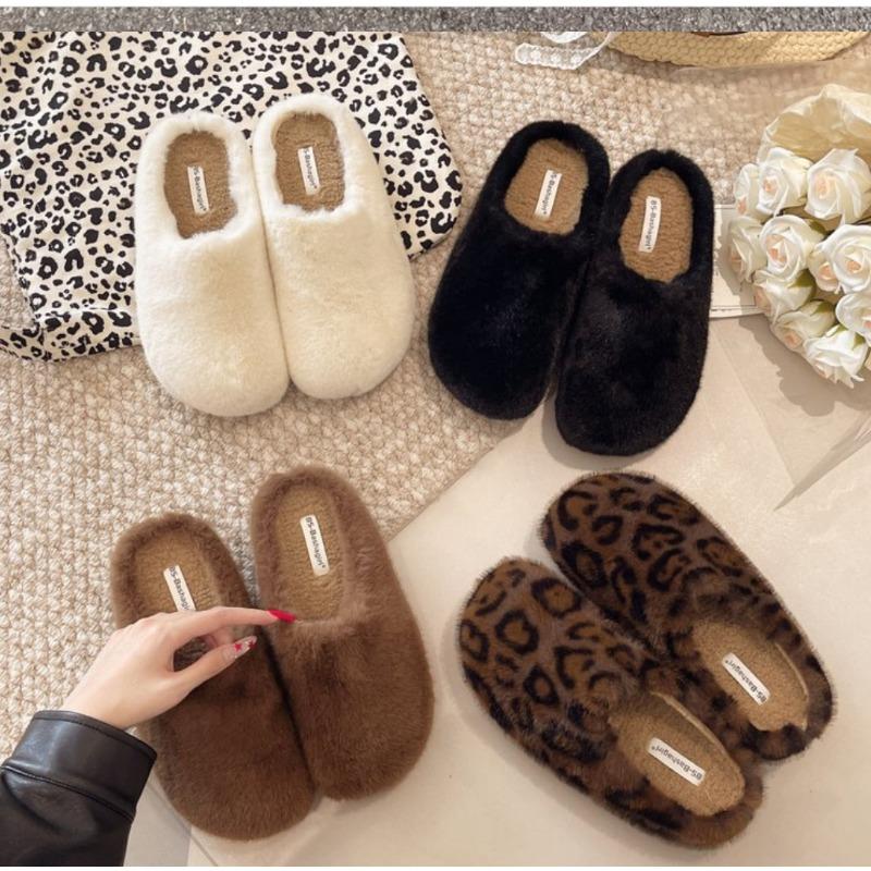 Winter Damen Warme Baumwoll Hausschuhe Schlichte Runde Zehenschuhe Damen Komfort Schlafzimmer Flats Slides Mujer Warme Schuhe
