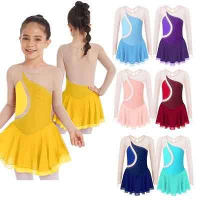 Robe de patinage artistique pour filles, en maille fleurie, robe de patinage sur glace, robe de justaucorps de danse de Ballet, Costume de compétition