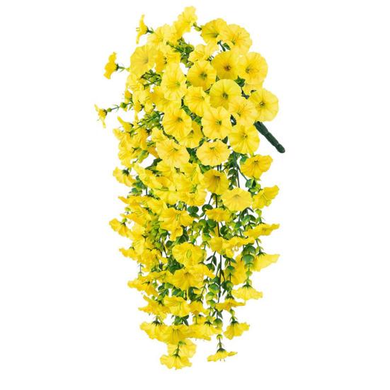Artificial Flowers for Outdoor, Fake Hanging Morning Glory with Eucalyptus Leaves, UV Resistant Faux Plants Petunias Trailing Vines for Porch, Patio,