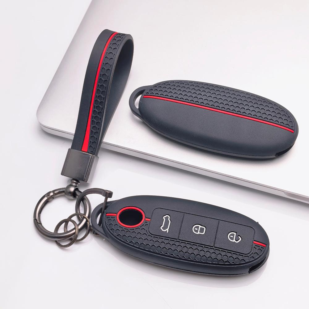 Silicone Car Key Cover with KeyChain for Dongfeng Fengguang S560 500 370 Aeolus A60 E70 Yixuan Forthing S500 F600 Rich Navara Yulon