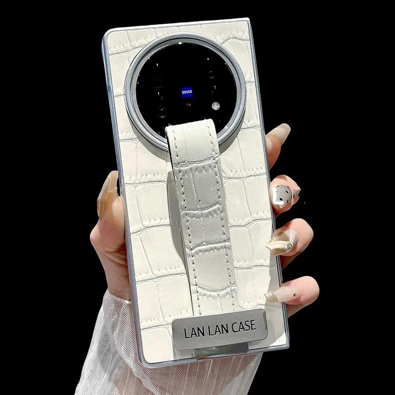 

Fashion Denim Crocodile Pattern Wristband Shockproof Mobile Phone Case for Vivo X Fold5 Solid Color Dustproof Protect Hard Cover vivo X Fold5 білий