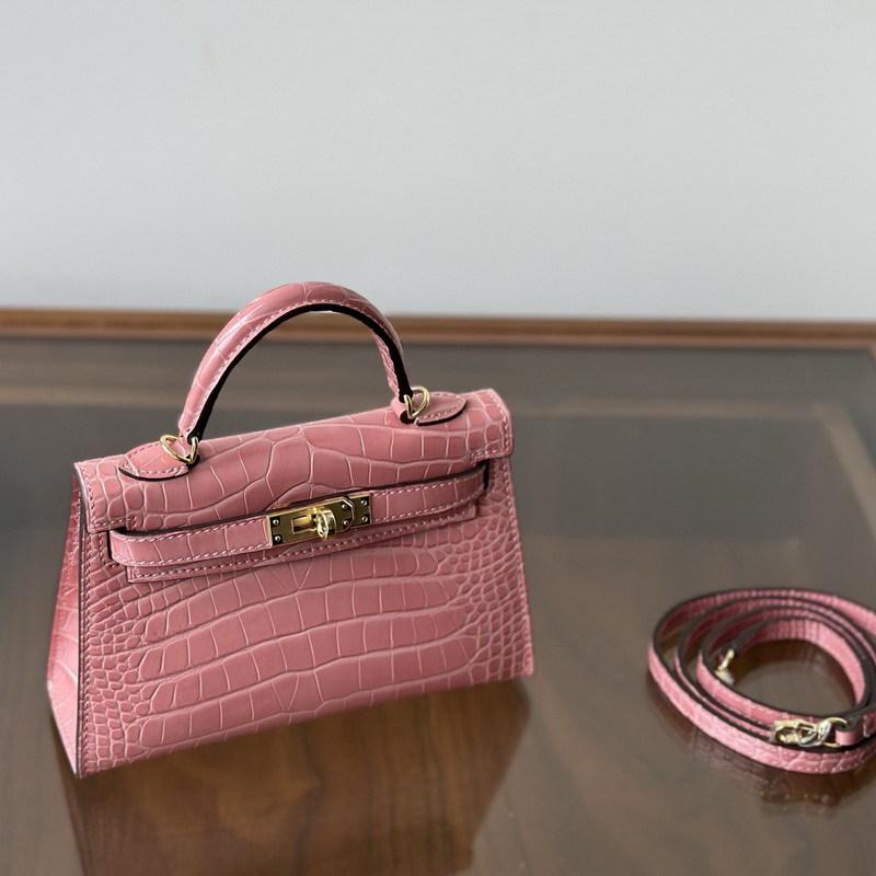 New Leather Handbag Bag, High-gloss Crocodile Pattern Second-generation Hand Carry Mini Shoulder Women's Bag