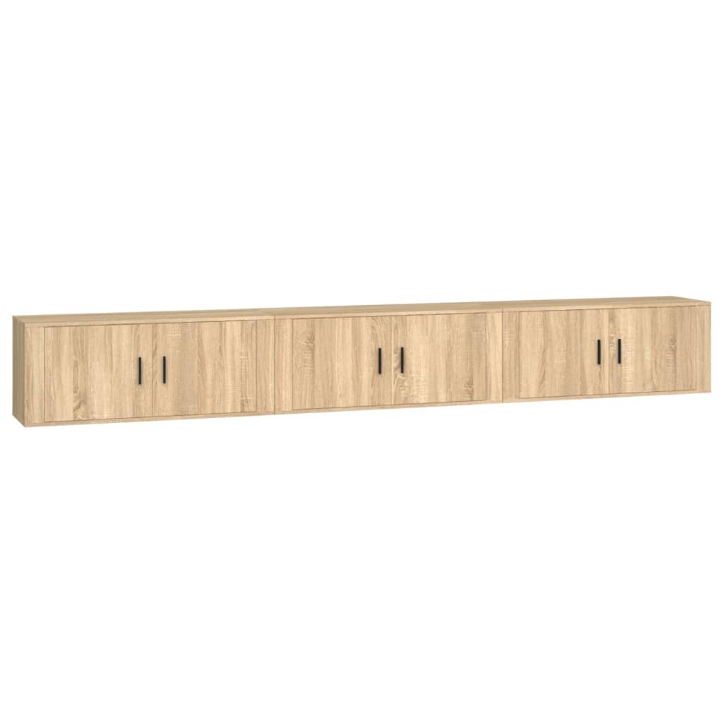 Wall Mounted TV Cabinets Set of 3 Sonoma Oak Finish 100 X 34.5 X 40 Cm