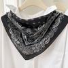 111% Mulberry Silk Premium Sense Paisley Pattern Silk 71 Small Square Scarf Black Cashew Flower Decorative Scarf Scarf