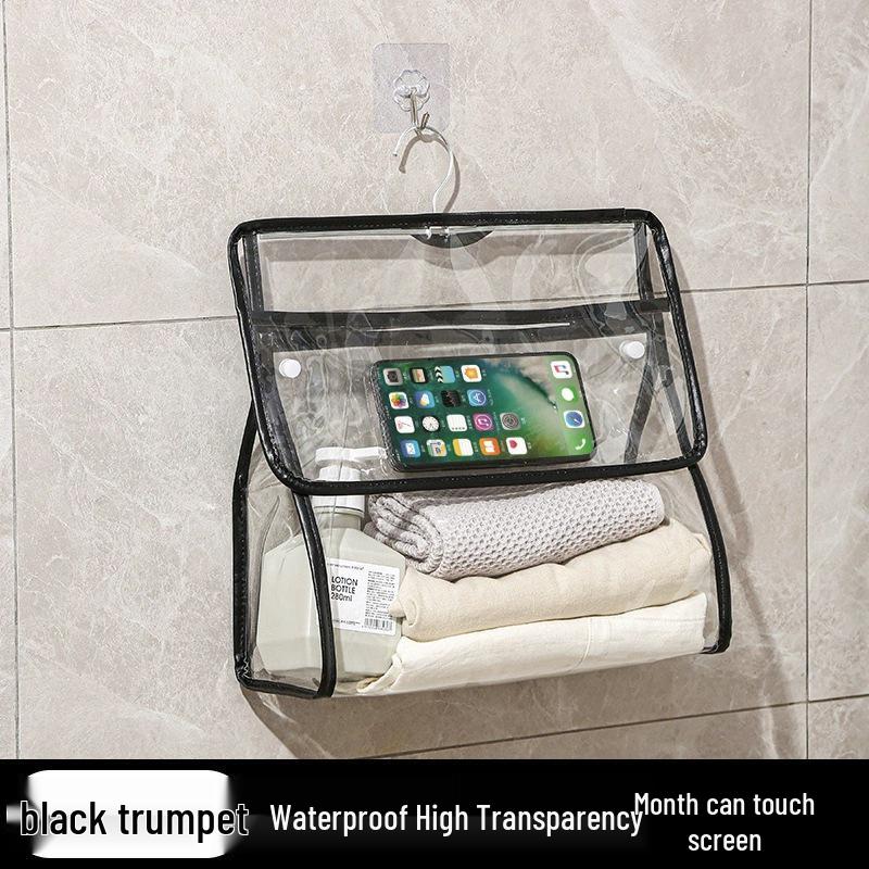 Waterproof Bathroom Hanging Storage Bag - Wall-Mounted Organizer for Shower Clothes