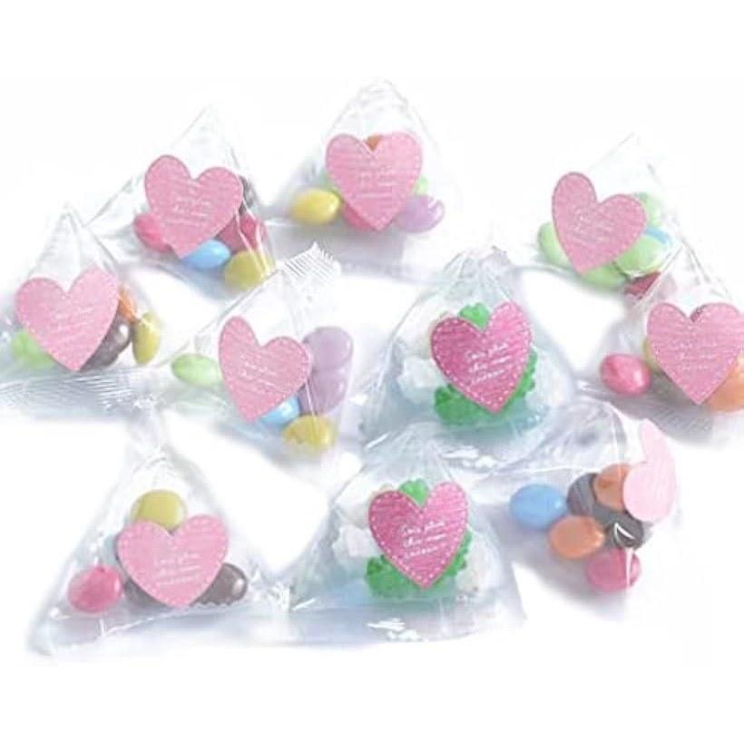 Colorful chocolate konpeito petit gift tetra pack mix 25 pieces each heart seal.