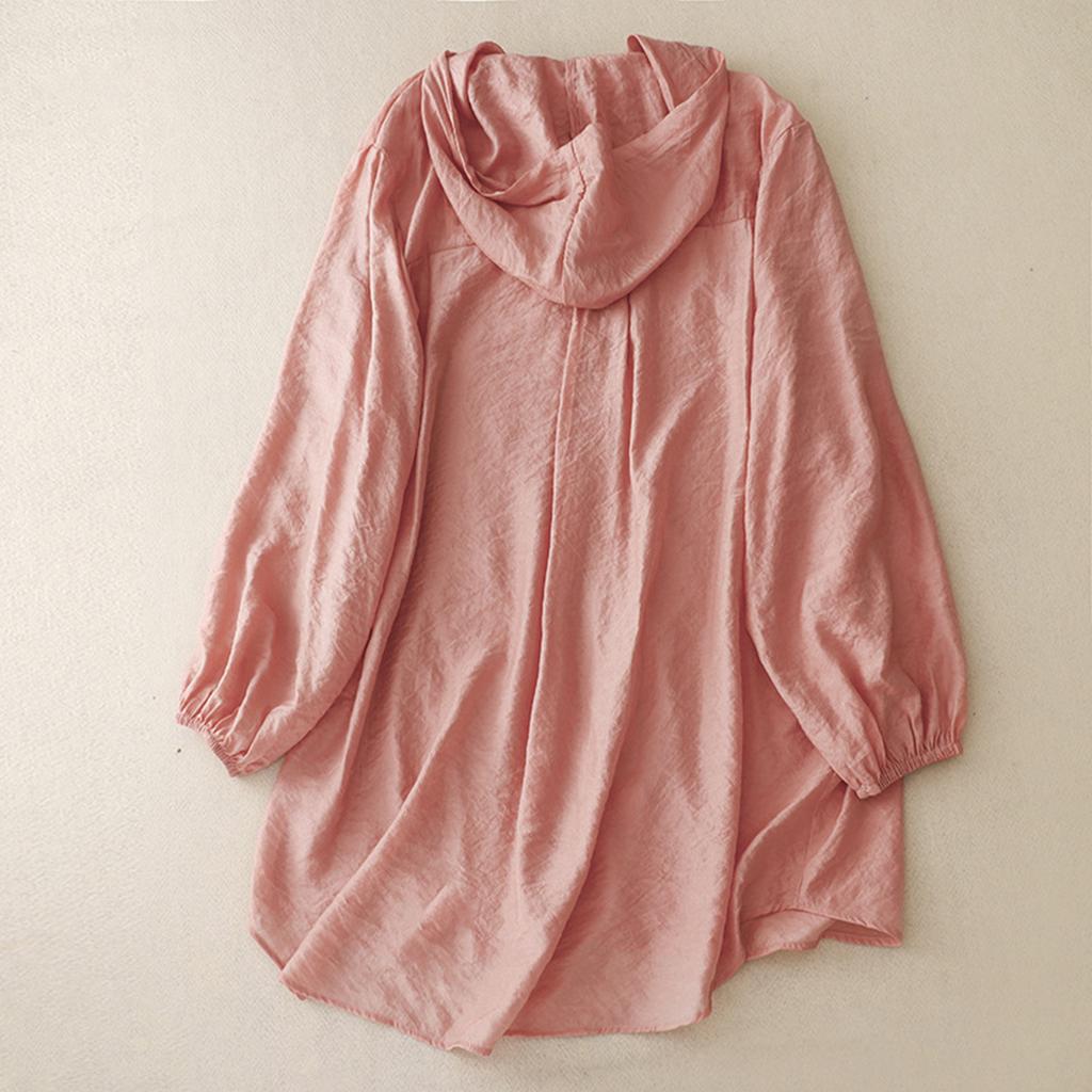 Women's Lightweight Hooded Sun Protection Jacket Long Sleeve Zip Up Cardigan Loose Fit Outerwear for Outdoor Activities